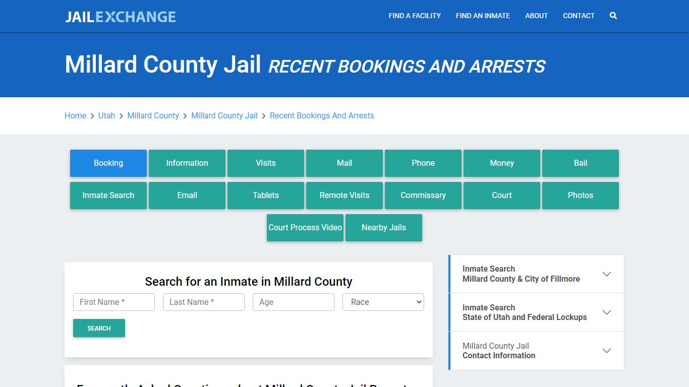 Millard County Jail Recent Bookings And Arrests - Jail Exchange